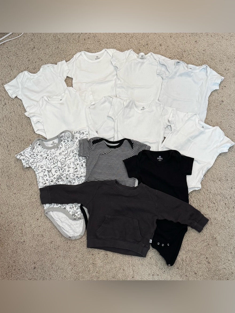 Basic Baby Bodysuit & Tee Set - White, Black, Gray